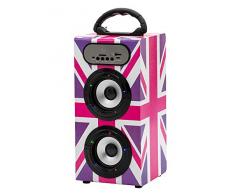 TEKNOFUN- Altoparlante Senza Fili UK Girly Radio FM, Colore Pink And Blue, 811338