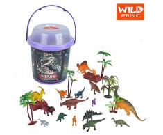 Wild Republic- figuri collettivo Monde Animale Dinosauro, Secchio de Giochi, Adventure Bucket, 20 cm, 23-Parti, Multicolore, 22113