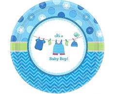 Amscan- Piatto 18 Cm Vestitini-Shower with Love Boy, Multicolore, 7AM541491