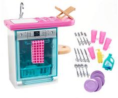 Barbie Set di Arredamenti da Interno, con Lavastoviglie, Sportello Funzionante e Cestello Estraibile, Piatti e Accessori per Il Lavaggio, Bambola Non Inclusa, Giocattolo per Bambini 3 + Anni, FXG35