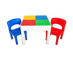 PlayBuild bambini 4 in 1 set per gioco e costruzione - Set tavolo e sedie per bambini per attività allaperto e al coperto Include 2 sedie per bambini