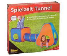 Idena 40118 Tenda da gioco con tunnel per bambini, per interni ed esterni, ca. 265 x 95 x 100 cm, multicolore