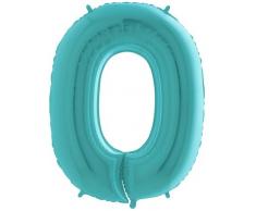 Palloncino Numero 0 Mylar Numero colori vari altezza 100 cm compleanno festa Gas elio (Azzurro)