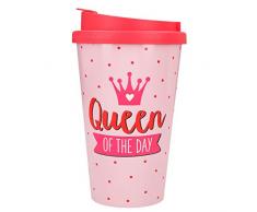 Depesche 2180.040 to-Go - Tazza in plastica con scritta Queen of The Day, 350 ml, multicolore