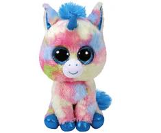 Ty 37261 Blitz, Unicorno con Occhi Luccicanti, Glubschi S, Beanie Boo S, Peluche, Colore: Blu/Multicolore 24 cm