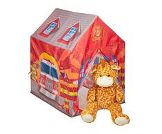 Relaxdays Tenda Giocattolo Pop Up, Stazione dei Pompieri per Bambini & Bambine, a 3 Anni di età, 103 x 71 x 94 cm, Rosso, Colore, 10028886