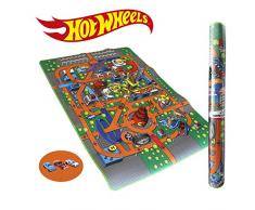 ODS Hot Wheels Tappeto Gioco e Arredo, Colore Dinosauri In Città, 42028