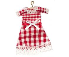 Melody Jane Miniatura Casa delle Bambole Accessori Neonato Bambina Percalle Rosso Vestito su Gancio