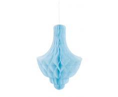 Unique Party 62969 - Decorazione Lampadario in Carta Velina Celeste, 35 cm