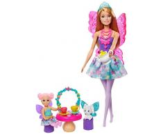 Barbie- Dreamtopia Playset Festa Allora del tè, Bambola Fata e Accessori Giocattolo per Bambini 3+ Anni, GJK50