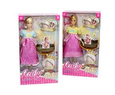 Kidz Corner- Bambola Anlily Dolce Attesa con Culla, Multicolore, 439747