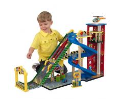 KidKraft 63267 Set da Corsa Mega Ramp in Legno per Bambini con Elicottero, Luci e 5 Veicoli Compatibile con Macchinine Hot Wheels