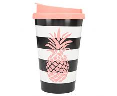 Depesche 2180.017 to-Go - Tazza in plastica, motivo ananas, 350 ml, multicolore