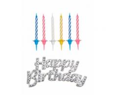 Decorazione per torte Happy Birthday + candele