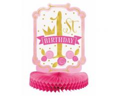Centrotavola 1 anno rosa e oro