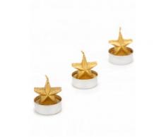3 candele dorate a forma di stella per il Natale