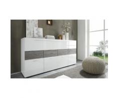 Credenza Cube a 4 ante: Bianco/Rovere Wenge