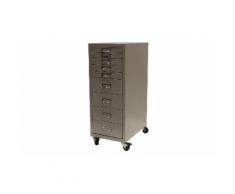 Cassettiera con ruote: 9 cassetti / Grigio alluminio