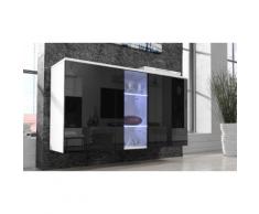 Credenza da soggiorno Sabina - Nero con fronte bianca