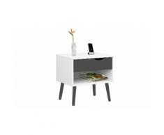 :Comodino 1 cassetto / Bianco e nero
