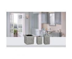 Set: Dispenser, bicchiere portaspazzolini e portascopino Granite