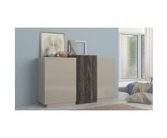 Credenza Maggiore 3 ante 591834 - Sabbia lucido/Rovere scuro