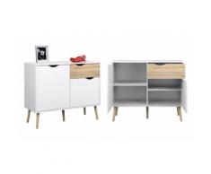 :Credenza con due ante e un cassetto / Bianco e frassino