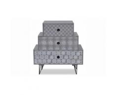 Comodino con 3 cassetti - Grigio