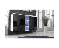 Credenza da soggiorno Sabina - Bianco con fronte nera