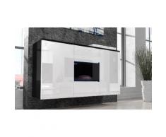 Credenza da soggiorno Viviana - Nero con fronte bianca