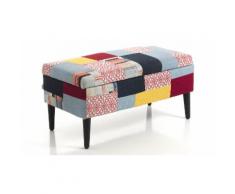 Cassapanca contenitore Liam rivestita in tessuto con tecnica patchwork