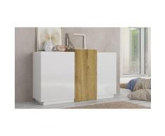 378159 Credenza Maggiore 3 ante - Bianco lucido/Rovere chiaro