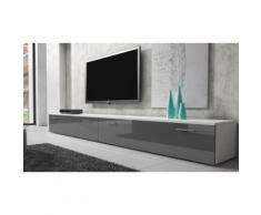 Mobile TV Boston 300 cm - Corpo bianco / Frontale grigio lucido