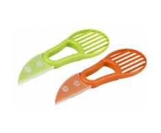4x Affettatrice avocado e frutta 3in1: 2 verde, 2 arancione