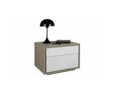 Comodino Calaluna quercia con 2 cassetti bianchi