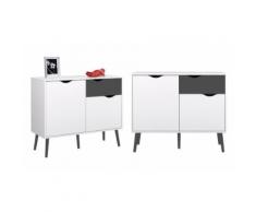 :Credenza con due ante e un cassetto / Bianco e nero