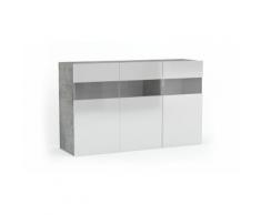 Credenza Potenza a 3 ante - Bianco/Cemento