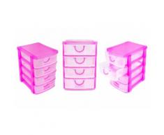Cassettiera multiuso: A 4 piani / Fucsia