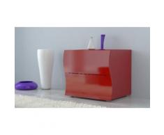 :1x Comodino Onda con 2 cassetti / Rosso